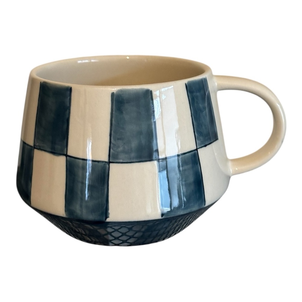 NEW Anthropologie Checkered Stoneware Mug